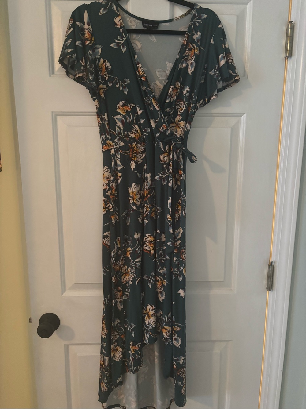 Floral Wrap Maxi Dress in Deep Green